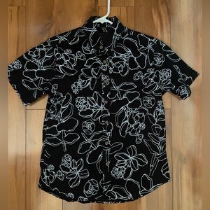 Andy South aloha shirt. Size small. Black and grey